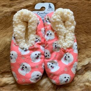 Comfies Maltese pink slippers one size